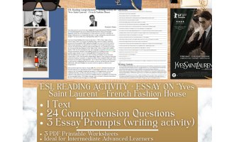 ESL Reading Comprehension + Essay - Yves Saint Laurent - Fashion