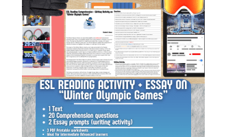 ESL Reading Comprehension + Writing Activi - Winter Olympic Games