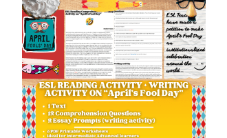 ESL Reading Comprehension + Writing Activity - April's Fool Day