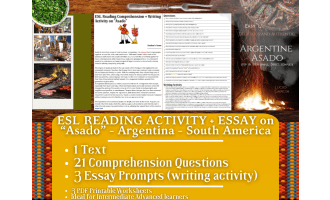 ESL Reading Comprehension + Writing Activity - Asado - Argentina