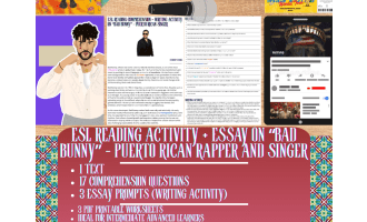 ESL Reading Comprehension + Writing Activity - Bad Bunny - Puerto Rico