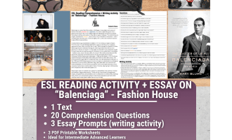 ESL Reading Comprehension + Writing Activity - Balenciaga - Fashion