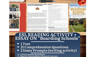 ESL Reading Comprehension + Writing Activity - Boarding Schools