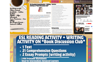 ESL Reading Comprehension + Writing Activity - Book Discussion Club