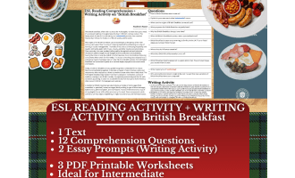 ESL Reading Comprehension + Writing Activity - British Breakfast