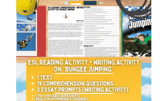 ESL Reading Comprehension + Writing Activity - Bungee Jumping