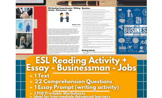 ESL Reading Comprehension + Writing Activity - Businessmen - Jobs