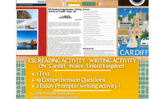 ESL Reading Comprehension + Writing Activity - Cardiff - Wales - UK
