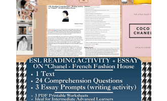 ESL Reading Comprehension + Writing Activity - Chanel - French Fashion