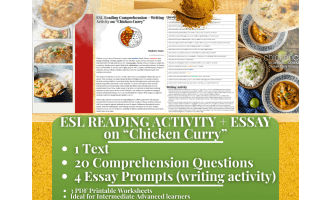 ESL Reading Comprehension + Writing Activity - Chicken Curry
