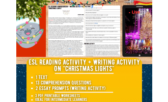 ESL Reading Comprehension + Writing Activity - Christmas Lights
