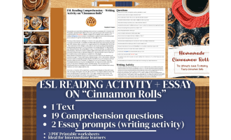 ESL Reading Comprehension + Writing Activity - Cinnamon Rolls