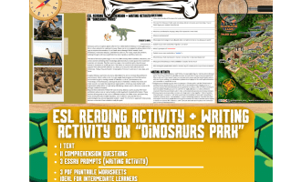 ESL Reading Comprehension + Writing Activity - Dinosaurs Park