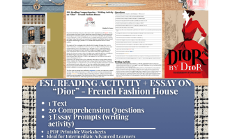 ESL Reading Comprehension + Writing Activity - Dior - French Fashion