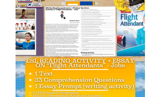 ESL Reading Comprehension + Writing Activity - Flight Attendant