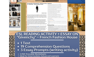 ESL Reading Comprehension + Writing Activity - Givenchy - Fashion