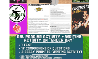 ESL Reading Comprehension + Writing Activity - Green Day - Punk Rock