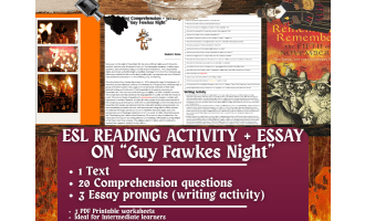 ESL Reading Comprehension + Writing Activity - Guy Fawkes Night
