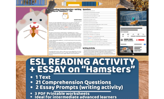 ESL Reading Comprehension + Writing Activity - Hamster - Pets