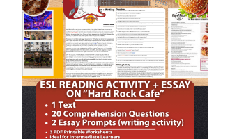 ESL Reading Comprehension + Writing Activity - Hard Rock Cafe