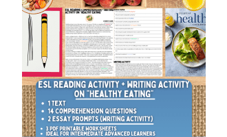 ESL Reading Comprehension + Writing Activity - Healthy Eating
