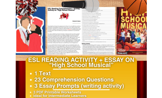 ESL Reading Comprehension + Writing Activity - High School Musical