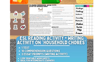 ESL Reading Comprehension + Writing Activity - Household Chores