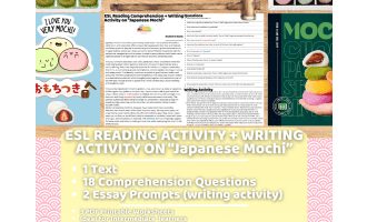 ESL Reading Comprehension + Writing Activity - Japanese Mochi
