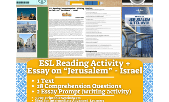 ESL Reading Comprehension + Writing Activity - Jerusalem - Israel