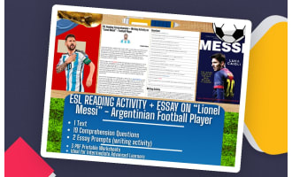 ESL Reading Comprehension + Writing Activity - Lionel Messi - Football