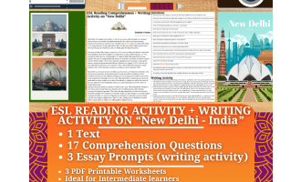 ESL Reading Comprehension + Writing Activity - "New Delhi" - India