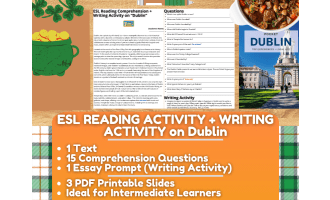 ESL Reading Comprehension + Writing Activity - on Dublin - Ireland