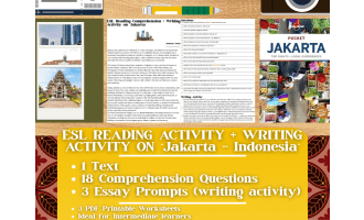 ESL Reading Comprehension + Writing Activity on Jakarta - Indonesia