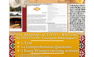 ESL Reading Comprehension + Writing Activity on Khachapuri - Caucasus