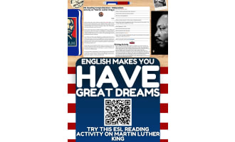 ESL Reading Comprehension + Writing Activity on Martin Luther King