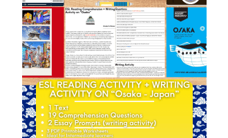 ESL Reading Comprehension + Writing Activity on "Osaka" - Japan