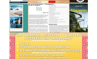 ESL Reading Comprehension + Writing Activity on "Singapore" - Asia