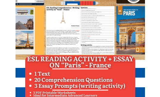 ESL Reading Comprehension + Writing Activity - Paris - France - Europe