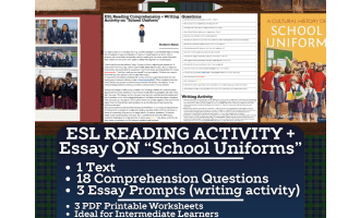 ESL Reading Comprehension + Writing Activity - School Uniform