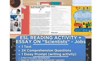ESL Reading Comprehension + Writing Activity - Scientists - Jobs