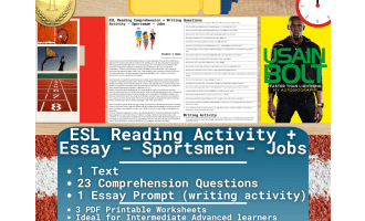 ESL Reading Comprehension + Writing Activity - Sportsman - Jobs