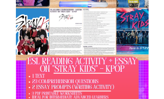 ESL Reading Comprehension + Writing Activity - Stray Kids - K-Pop