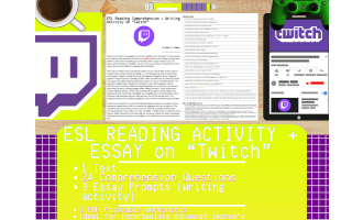 ESL Reading Comprehension + Writing Activity - Twitch