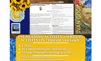 ESL Reading Comprehension + Writing Activity - Vincent van Gogh