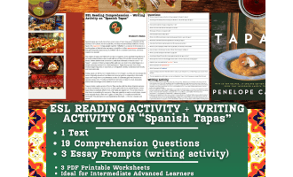 ESL Reading Comprehension + Writing Activity Worksheet - Spanish Tapas