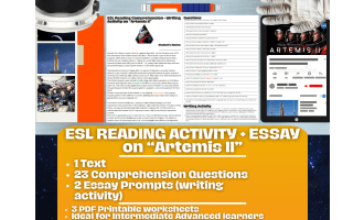 ESL Reading Comprehension + Writing Activity Worksheets - Artemis II
