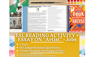 ESL Reading Comprehension + Writing Activity Worksheets - Artist - Job