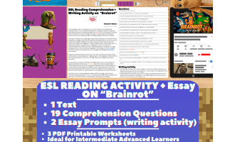 ESL Reading Comprehension + Writing Activity Worksheets - Brainrot