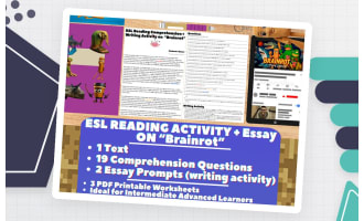 ESL Reading Comprehension + Writing Activity Worksheets - Brainrot