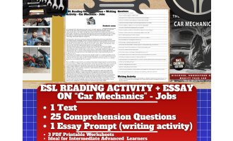 ESL Reading Comprehension + Writing Activity Worksheets - Car Mechanic